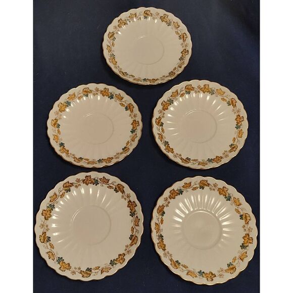 Lot of 5 Vintage Spode Monticello Vine Bone China Saucers. No chips or cracks. - Picture 2 of 5